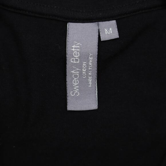 Sweaty Betty Mellow Midi Dress Sz M Black Asymmetrical Viscose Blend Minimalist - Picture 6 of 8